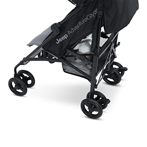 Jeep AdventureGlyde Stroller by Delta Children - Lightweight Travel Stroller with Smoothest Ride & Compact Fold, 3-Position Recline, Extra Large Storage Basket, Black/Grey - Image 8