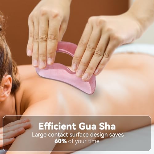 Body Gua Sha Tool Cellulite Guasha Tool for Body Body Massage Tools (Natural Resin) Lymphatic Drainage Tool Guasha Tool for Face，Back, Legs, Women's Body Shaping Tools (Pink) - Image 4