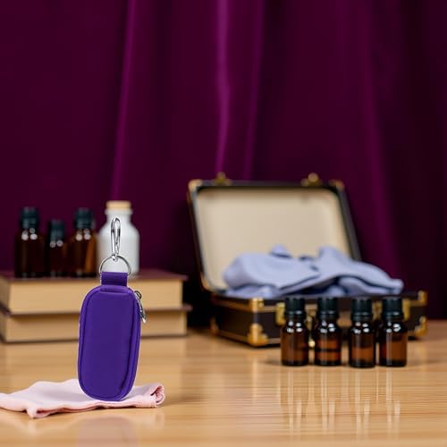 Purple (without bottle) Portable Small Essential Oils Keychain Pouch Kit for 5/10/15ml Carrying Travel Bag for Oil Bottles Travel Cases - Image 9
