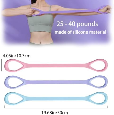 Figure 8 Resistance Bands for Yoga Pilates and Fitness Elastic Stretching Resistances Band for Arms, Back, Shoulders, and Chest Workouts, Versatile Pilates Equipment for Women and Men (3 Pack) - Image 4