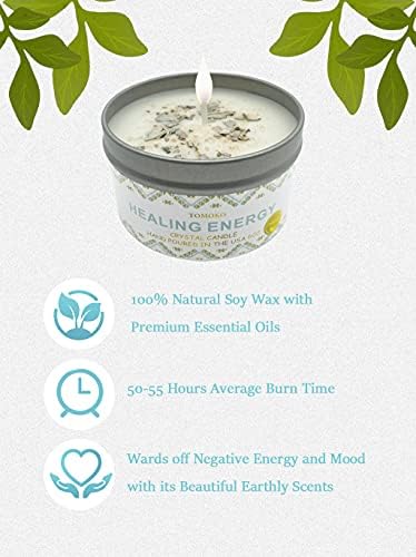 White Sage Candle, Sage Leaf, Himalayan Crystal Salt & Essential Oil, Healing Energy, Crystal Candle - Image 5
