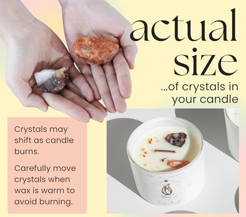 Aries, Leo, Sagittarius Gifts for Women - 12oz Wood Wick Candles That Crackle with Crystals and Healing Stones. Healing Crystal Candles for Women Home Scented. Soy Wax, for Zodiac Birthdate - Image 6