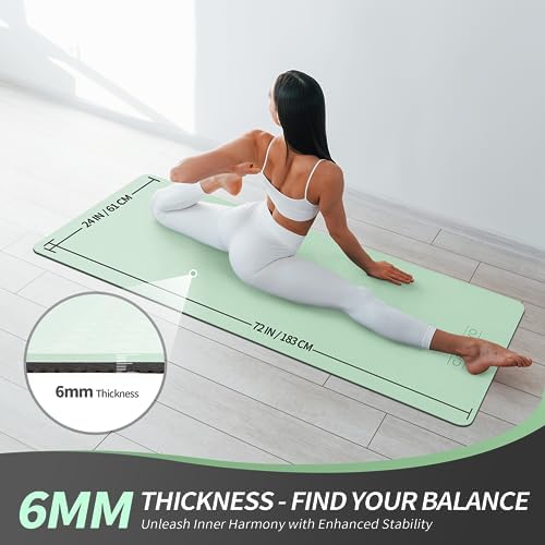 CAMBIVO Yoga Mat for Women Men Kids, 1/3 & 1/4 & 2/5 Inch Extra Thick Yoga Mat Non Slip, 72" x 24" TPE Yoga Mats, Workout Mat with Carrying Strap for Yoga, Pilates and Floor Exercises - Image 2