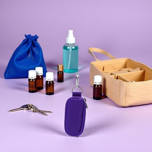 1Pc Purple (Without Bottle) Portable Small Essential Oils Keychain Pouch Kit for 5/10/15ml Carrying Travel Bag for Oil Bottles Travel Cases Tools and Accessories - Image 2