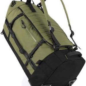 Rolling Duffle Bag with Wheels,86L 30”Folding Duffle Backpack with 2 Wheels,Travel Bag with Separate Shoe Compartment,Green