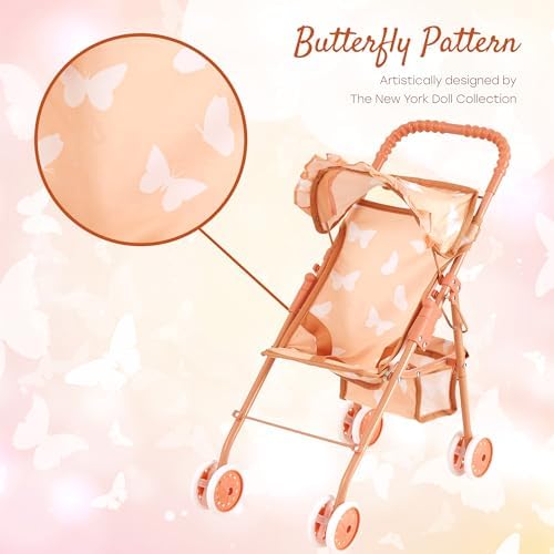 My First Baby Doll Stroller for Toddlers 3 Year Old Girls, Little Kids | Folding Baby Stroller for Dolls, Toy Stroller for Baby Dolls with Bottom Storage Basket, Foldable Frame, Canopy, Seatbelt - Image 4