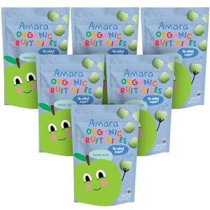 Amara Organic Fruit Bites Apple Kale - No Artificial Colors/Dyes, Added Sugar, Dairy-Free Fruit Snacks, Made with Organic Whole Foods, Healthy Fruit Snacks for Kids - 6 Pack
