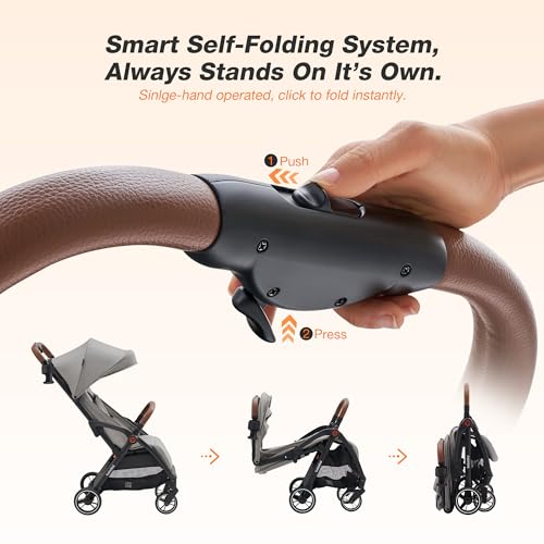 Travel Stroller, Overhead-Friendly Compact Baby Stroller(Newborn to 50lbs), Self-Folding Toddler Pushchair for Travel, Full-Reclining Seat, Cup Holder Included - Image 2