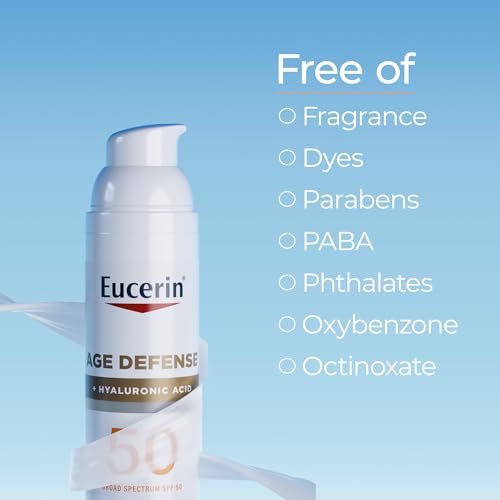 Eucerin Sun Age Defense SPF 50 Face Sunscreen Lotion with Hyaluronic Acid, Hypoallergenic, Non-Comedogenic Sunscreen SPF 50 Free of Fragrance, Oxybenzone and Octinoxate, 2.5 Fl Oz Bottle - Image 7