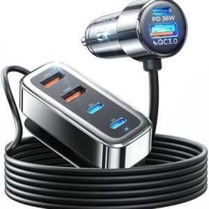 AINOPE 108W USB C Car Charger with 6 Fast Charging Ports, Road Trip Essentials Cigarette Lighter Car Travel Essentials for Long Trips Kids for iPhone 16 15 Pro Max 14 iPad S24 S25 Hire Tablet 17