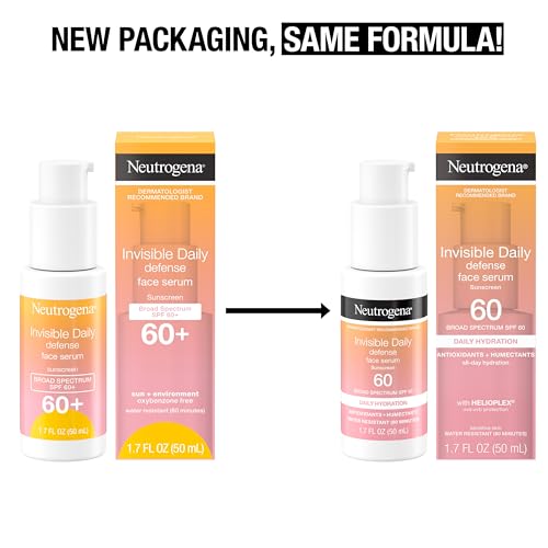 Neutrogena Invisible Daily Defense Broad Spectrum SPF 60, Antioxidants for Skin Glow, Hydrating Face Sunscreen Serum, Water Resistant (80 minutes), Oil-Free, Fragrance Free, Non Comedogenic, 1.7 Fl Oz - Image 2