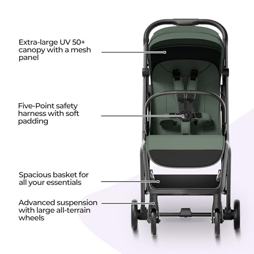 MAMA & BABY Packa Compact Travel Stroller – Lightweight, One-Hand Auto Folding, Portable & Lie-Flat Baby Stroller, Newborns and Toddlers Stroller with UPF 50+ Canopy & Mesh Ventilation - Image 5