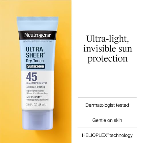 Neutrogena Ultra Sheer Dry-Touch Sunscreen For Face & Body, SPF 45 Broad Spectrum UVA/UVB Protection, Lightweight Water Resistant & Non-Greasy, Travel Size Sunscreen, 3 fl. oz 2 pack - Image 3