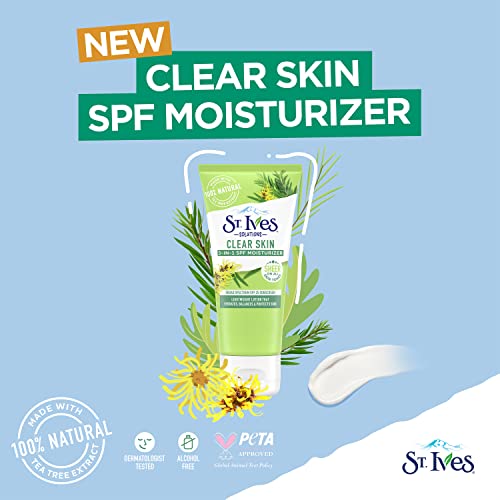 St. Ives Clear Skin Lotion - 3-in-1 SPF 25 Face Moisturizer for Acne Prone, Oily, or Combo Skin, Lightweight Sheer Daily Face Lotion with Tea Tree Extract & Witch Hazel, 3 Fl Oz - Image 7