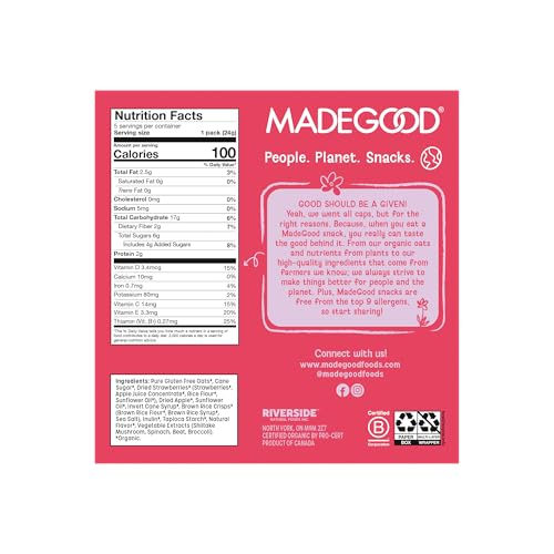 MadeGood Organic Strawberry Granola Bites, 5ct x 0.85oz - Image 2