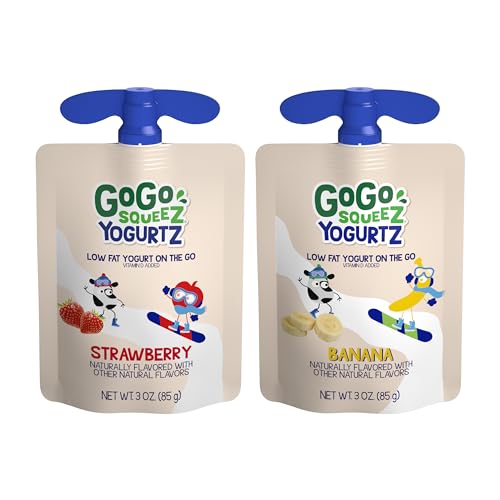 GoGo squeeZ yogurtZ Variety Pack, Strawberry & Banana, 3 oz (Pack of 20), Kids Snacks Made from Real Yogurt and Fruit, No Fridge Needed, Gluten Free, Nut Free, Recloseable Cap, BPA Free Pouches - Image 7