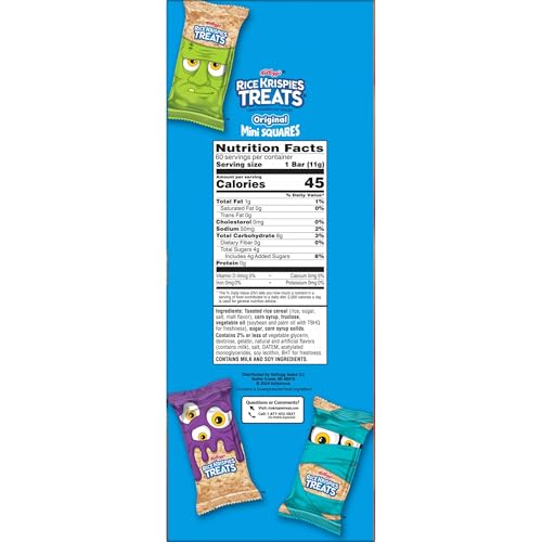 Rice Krispies Treats Crispy Mini Marshmallow Squares, Trick-or-Treat Snacks, Halloween Pack, Original, 23.2oz Box (60 Bars) - Image 7