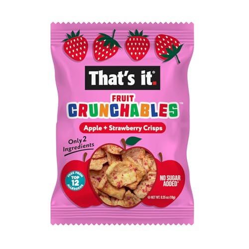 That’s it. Fruit Crunchables Apple + Strawberry Crisps, 15-Pack – 100% Real Fruit Snacks for Kids, Plant-Based, Non-GMO, Gluten-Free, No Sugar Added, Allergen-Free, Healthy Lunchbox Snack - Image 3