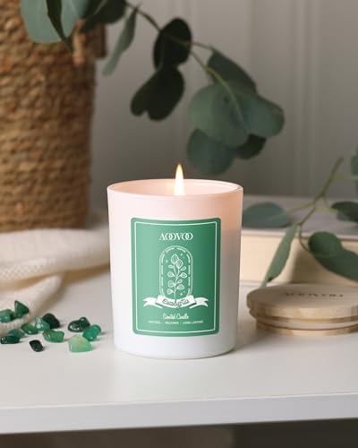 AOOVOO Eucalyptus Scented Candles for Women - Aromatherapy Candle with Crystals Inside, 7oz Soy Candles for Home Scented, Christmas Birthday Gifts Mothers Day Candle for Women Mom - Image 5