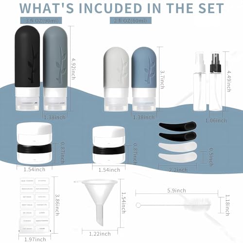 18pack Travel Bottles for Toiletries,TSA Approved Silicone Travel Containers for Toiletries,Leak Proof Refillable Liqus Shampoo And Conditioner travel Essentials toiletry Bottles - Image 3