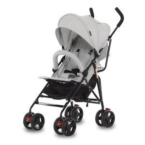 Dream On Me Vista Moonwalk Baby Stroller in Light Gray, Lightweight Infant Stroller with Compact Fold, Multi-Position Recline Umbrella Stroller with Canopy, Extra Large Storage and Cup Holder