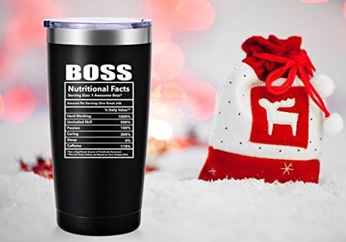 AMZUShome Boss Nutritional Facts Travel Mug Tumbler.Funny Boss Day Gifts Office Gifts.Moving Appreciation Retirement Birthday Christmas Gifts For Men Women Boss Boss Lady From Employees(20oz Black) - Image 4