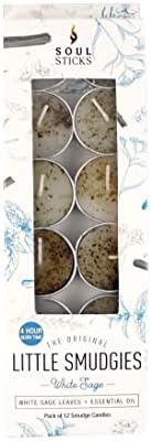 SOUL STICKS 12 Pack Little Smudgies Tealight Candles Smudge Candle for Cleansing House, Meditation, Chakra Healing | Made with Crystals and Herbs (White Sage) - Image 7