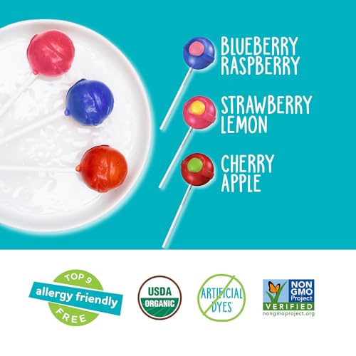 YumEarth Organic Duo Pops, Lollipops with Fruit Chew Centers - Allergy Friendly (Top 9 Free), No Artificial Dyes or Flavors, Non GMO, Gluten Free, Vegan Candy Snacks - 20 Individually Wrapped Pops - Image 4