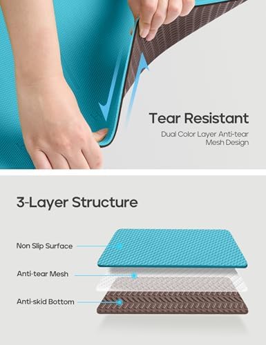 Heathyoga Eco Friendly Non Slip Yoga Mat, Body Alignment System, SGS Certified TPE Material - Textured Non Slip Surface and Optimal Cushioning,72"x 26" Thickness 1/4" - Image 4