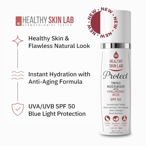 Protect Tinted Moisturizer & Mineral Sunscreen SPF 50, Anti-Aging, Lightweight Makeup With Broad Spectrum UV Protection + Hyaluronic Acid, Dermatologist-Tested, All Skin Types, 1.8 oz - Image 2