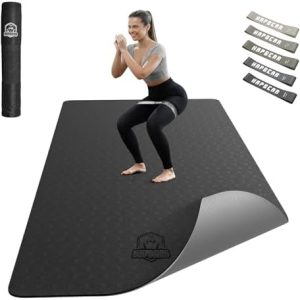 HAPBEAR Large Yoga Mat - 72"x36"x6mm (1/4 inch), Extra Wide Non-Slip Exercise Mat for Home Workout, Yoga, Pilates & Stretching, Durable & Eco-Friendly, Includes Bonus Resistance Bands & Carry Bag