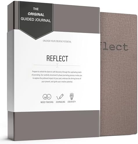 MindPanda Reflect Journal - The Ultimate Guided Journal with Daily Prompts For Gratitude, Mindfulness & Daily Reflection - Mood Tracker & Gratitude Log for Happiness & Self Care. Premium Non-Bleed