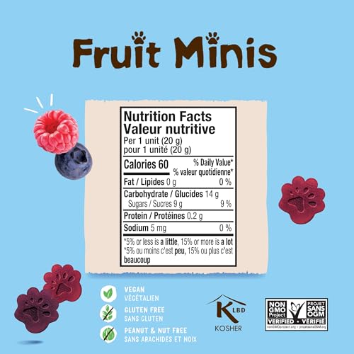 BEAR Real Fruit Snack Minis, Raspberry/Blueberry, No added Sugar, All Natural, Bite Sized Snacks for Kids, Non GMO, Gluten Free, Vegan, 0.7 Oz (Pack of 18) - Image 8