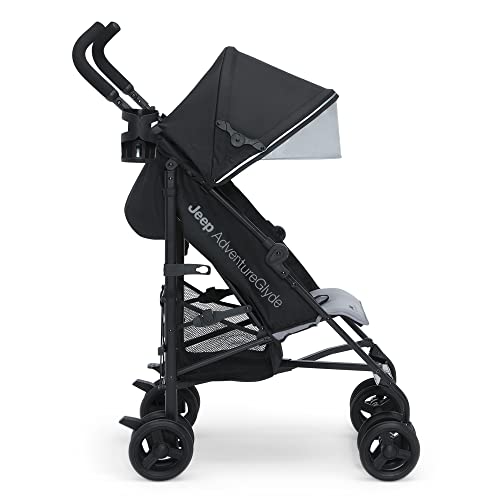 Jeep AdventureGlyde Stroller by Delta Children - Lightweight Travel Stroller with Smoothest Ride & Compact Fold, 3-Position Recline, Extra Large Storage Basket, Black/Grey - Image 3