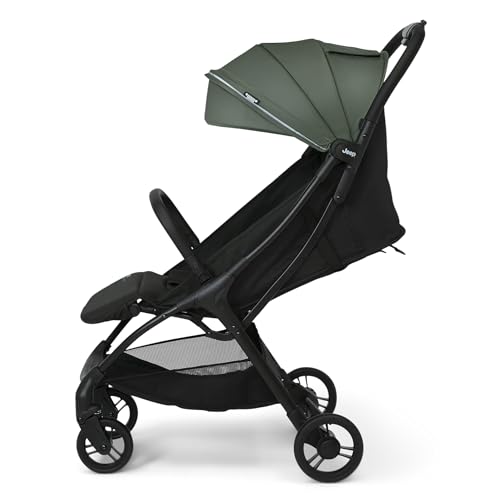 Jeep Altitude Compact Travel Stroller by Delta Children Greenguard Gold, Easy One Hand Fold, Lightweight, Extendable Canopy with Peek-a-Boo Window, Reclining Seat, 4 Wheel Suspension, Olive Green - Image 10