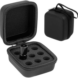 SHIDOW Essential Oils Holder EVA Travel Storage Organizer for 9 x 5ml Bottles, with Essential Oil Labels, Straw and Bottle Opener (Black)