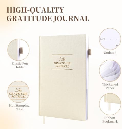 Utron Gratitude Journal, 5.5"x8.2" Journal with Prompts, Affirmation Journal with Pencil Socket, Undated Daily Gratitude Journal, Personal Organizers - Image 3