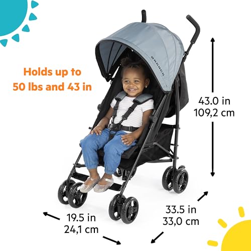 Bright Starts Ford Bronco HighGear Stroller, Lightweight Foldable Stroller with Sport Details, Large Storage Basket, Anti-Shock & Lockable Wheels, Unisex Area 51 Blue/Green - Image 6