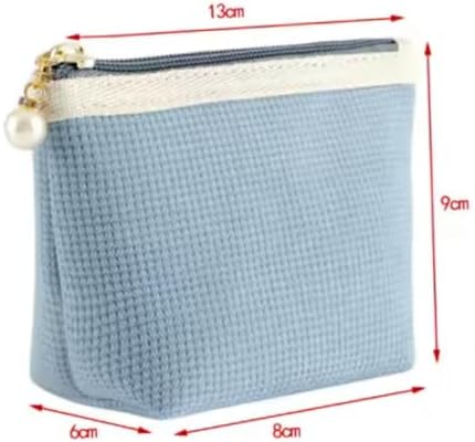 Tristan Home Luxury Waffle Texture Cosmetic/Toiletry Bag Set, Pink with Pearl Zipper Pull, Travel Makeup Toiletry Cloth Pouch Set, Small and Medium, Light Brown - Image 3