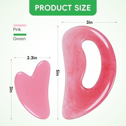 Body Gua Sha Tool Cellulite Guasha Tool for Body Body Massage Tools (Natural Resin) Lymphatic Drainage Tool Guasha Tool for Face，Back, Legs, Women's Body Shaping Tools (Pink) - Image 2
