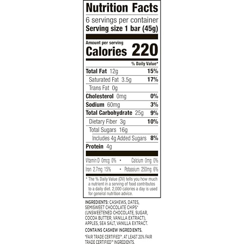 Larabar Chocolate Chip Cookie Dough, Fruit and Nut Bars, Gluten Free and Vegan, 9.6 oz, 6 Ct - Image 2