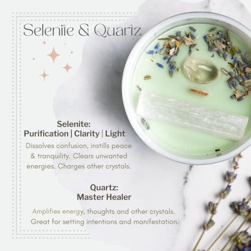 Sage Candles for Cleansing – White Sage Smudge Wood Wick Candles That Crackle with Selenite Crystal & Quartz for Home Rituals & Manifestation - Image 3