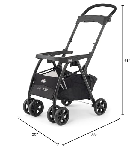 Chicco KeyFit Caddy Frame Stroller, Accepts All Chicco Infant Car Seats, Adjustable Handle, Parent Tray | Black/Black - Image 8
