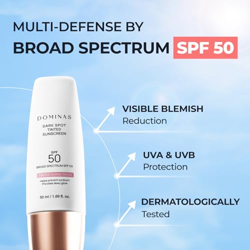SPF 50 DOMINAS Tinted Sunscreen Moisturizer (1.7fl oz) - Tone Correction, Korean Skin Care, Broad-Spectrum UV Defense Sunblock, Water-in-Oil Formula for Lightweight, Panthenol, Sun Cream - Image 4