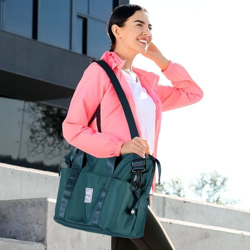 Travel Duffel Bag - Large Shoulder Weekender Overnight Bag, Carry on Bags with Wet Pocket, Waterproof Expandable Duffel Bags with Trolley Sleeve, Sports Tote Gym for Women, Peacock blue - Image 7