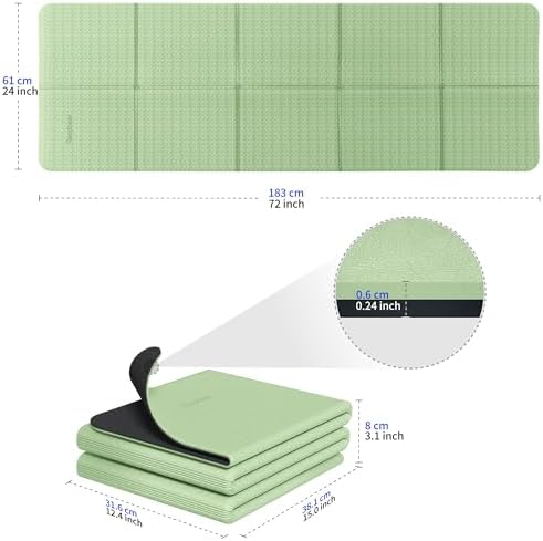 Readaeer Foldable Yoga Mat for Travel Folding Yoga Mat 6mm Thick with Carrying Bag, Non-Slip TPE Exercise Pilates Mat for 72" L x 24" W x 0.24 Inch - Image 3