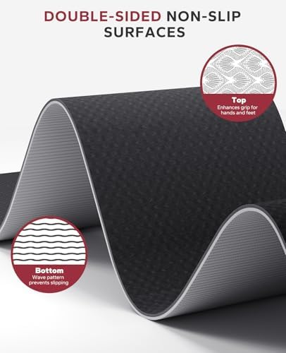 HAPBEAR Large Yoga Mat - 72"x36"x6mm (1/4 inch), Extra Wide Non-Slip Exercise Mat for Home Workout, Yoga, Pilates & Stretching, Durable & Eco-Friendly, Includes Bonus Resistance Bands & Carry Bag - Image 3