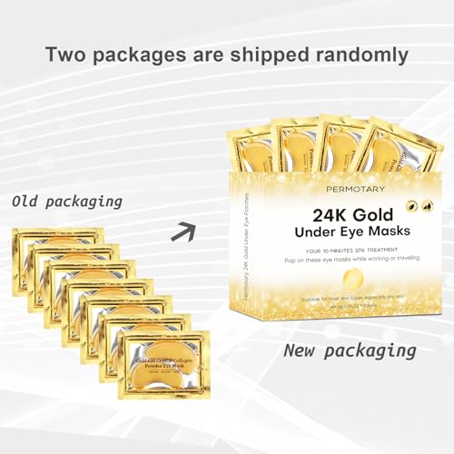 Permotary 30 Pairs 24K Gold Gel Crystal Collagen Eye Pads, Under Eye Mask for Moisturizing,Fine Lines, Dark Circles& Puffy Eyes Under Eye Patches, Gold - Image 2