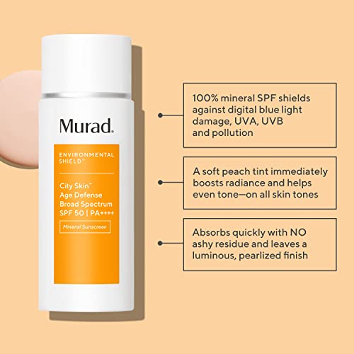 Murad Environmental Shield City Skin Age Defense Broad Spectrum SPF 50 PA++++ – 100% Mineral Sunscreen with Lutein & Iron Oxides for Blue Light Defense, UVA/UVB & Pollution Protection - Image 2