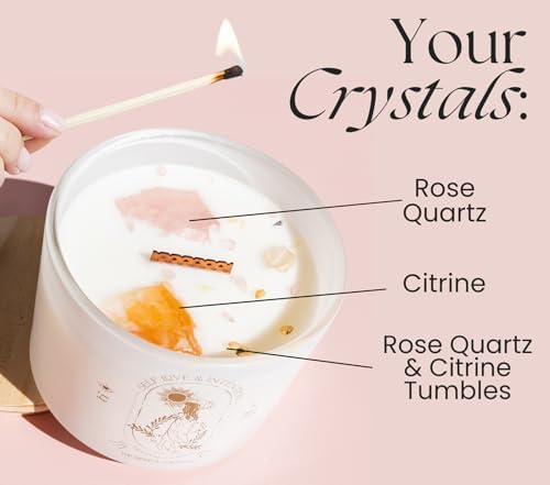 Large Crystal Candles for Women - 12oz Soy Wood Wick Candles That Crackle. Scented, Non-Toxic, Luxury Aromatherapy. Unique Meditation Spiritual Gifts for Women - Image 3